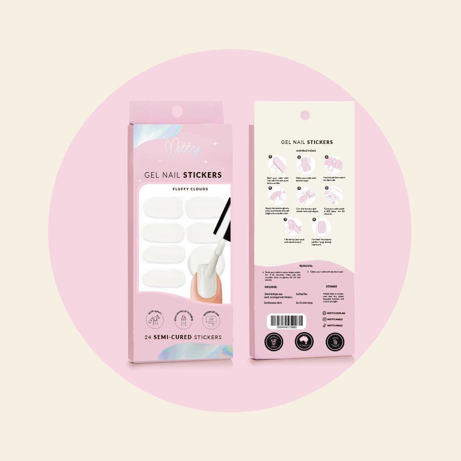 Mitty Semi Cured Gel Nail Stickers - Fluffy Clouds