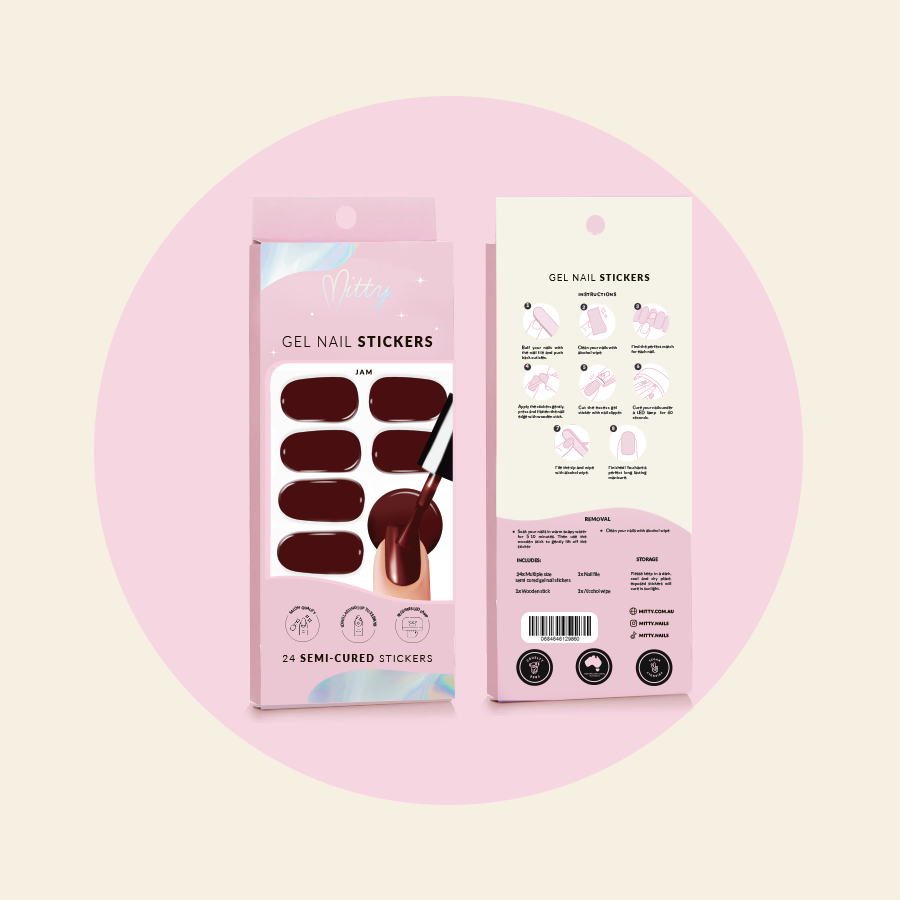 Mitty Semi Cured Gel Nail Stickers - Jam