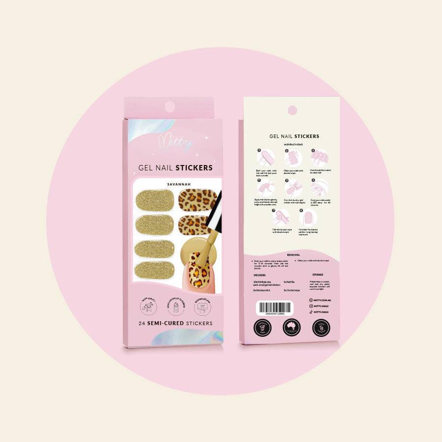 Mitty Semi Cured Gel Nail Stickers - Savanna