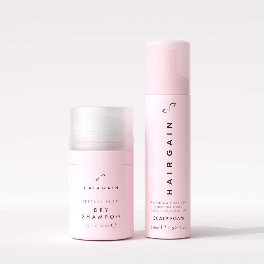 Official Hair Gain Peptide Puff Dry Shampoo and Scalp Foam Duo photograph