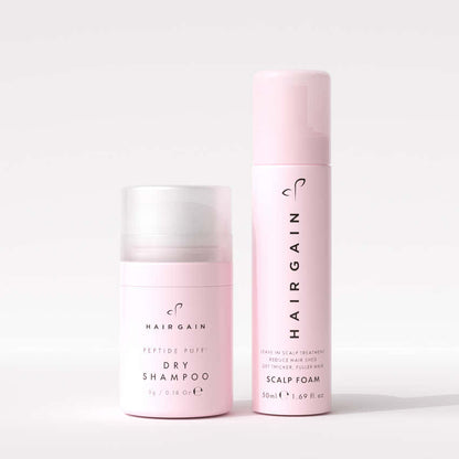 Official Hair Gain Peptide Puff Dry Shampoo and Scalp Foam Duo photograph
