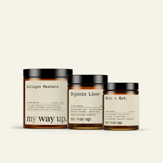 Official My Way Up Advanced Skin Clear System with Collagen Restore Organic Liver and Skin plus Gut